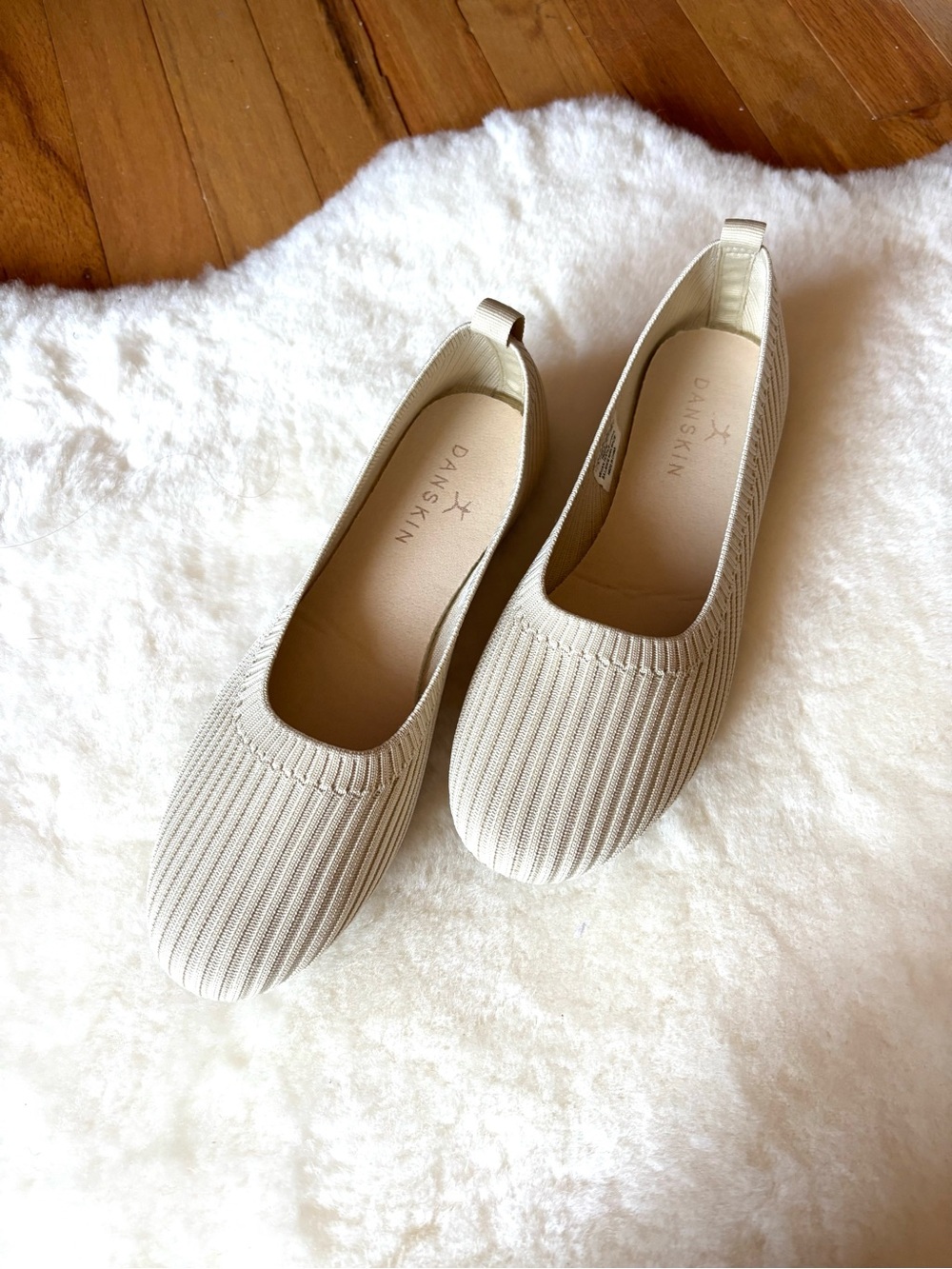 Danskin Women’s Beige Knit Ballet Flats - Comfortable Everyday Slip-Ons